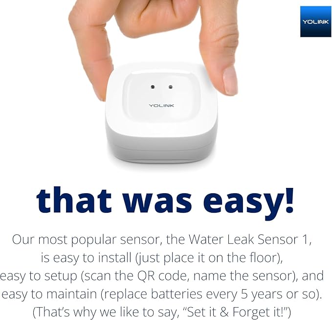 YoLink Smart Home Starter Kit: Hub & 3-Pack Water Leak Sensor 1, LoRa Up to 1/4 Mile Open-Air Range, SMS/Text, Email & Push Notifications, w/Alexa, IFTTT, Home Assistant