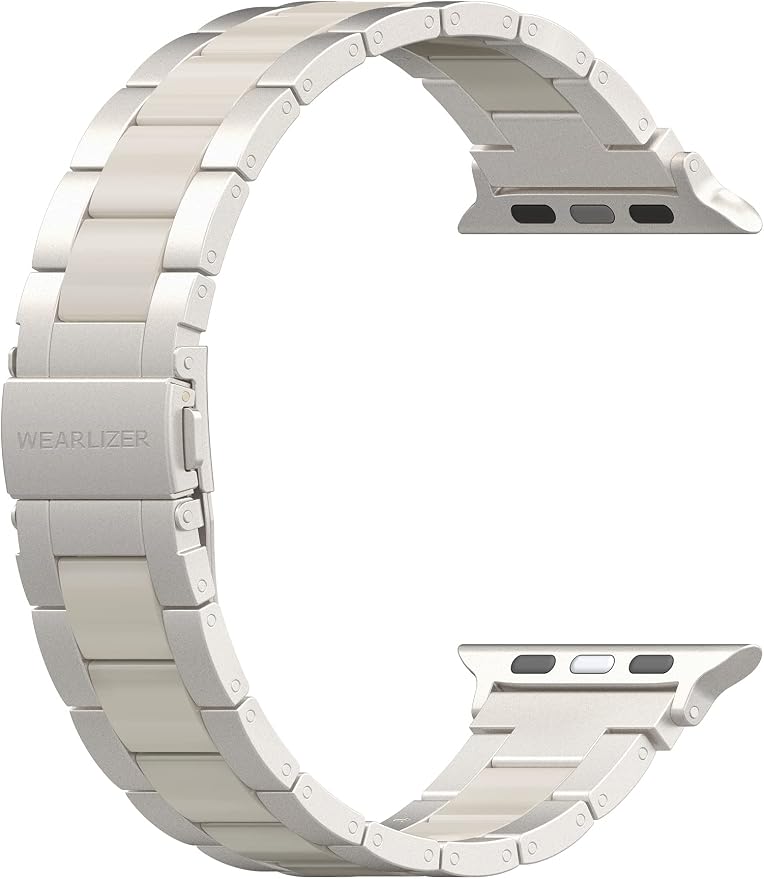 Wearlizer Starlight Resin Compatible with Apple Watch Bands 38/40/41/42mm Womens, Wristbands Gold Stainless Steel Replacement Classic Strap Bracelet iWatch Series 11 10 9 8 7 6 5 4 3 SE/Ultra 3 2 1