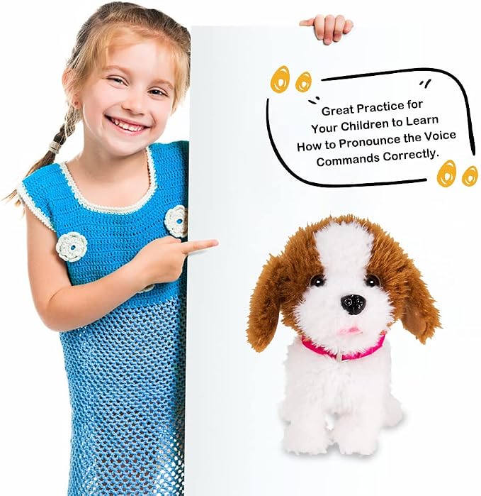WEofferwhatYOUwant Interactive Voice Command Robot Dog – Plush Goldendoodle Teddy Toy – Responds to 12 Commands – Walks, Barks, Dances, Sings – Smart Talking Robotic Pet for Kids, Toddlers, Seniors