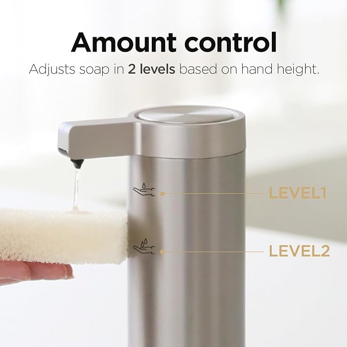 Mooas Metal Automatic Soap Dispenser Bundle– Liquid & Foaming Touchless Automatic Soap Dispensers, Stainless Steel, Rechargeable, Adjustable Levels, IPX5 Waterproof for Bathroom & Kitchen