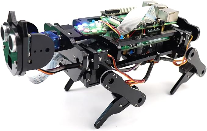 FREENOVE Robot Dog Kit for Raspberry Pi 5 4 B 3 B+ Zero 2 W, Walking, Self Balancing, Face Recognition, Ball Tracing, Ultrasonic Ranging, App Control, Camera, Servo (Raspberry Pi NOT Included)