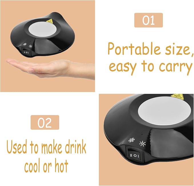 Yoidesu Cup Cooler Coffee Warmer, 2 in 1 Beverage Warmer and Drink Cooler, -3℃- 65 ℃ USB Heating and Cooling Mat Coffee Tea Beverage Cans Cooler & Warmer Heater Chilling Coasters(Black)