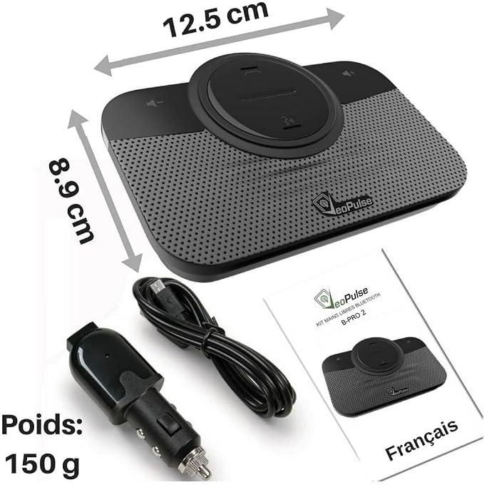 Car Speakerphone B-PRO 2 Hands-Free kit, 6W Hi-Fi Speakers, with Bluetooth Automatic multipoint Cellphone Connection