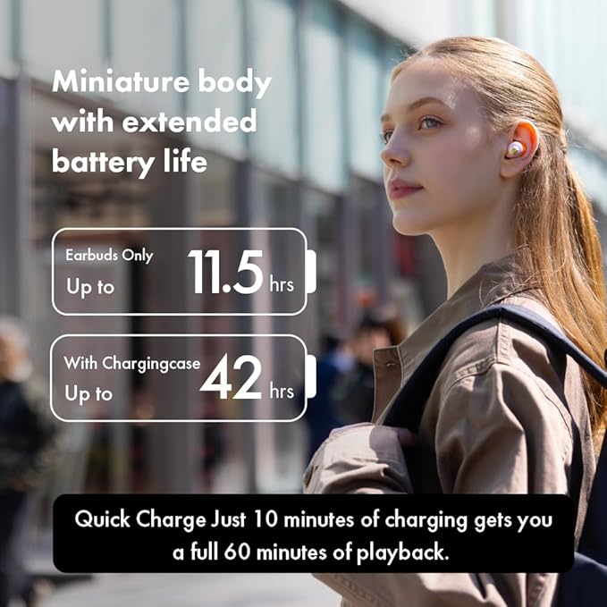 AVIOT TE-Q3 Small Active Noise Cancelling Wireless Earbuds, Bluetooth 5.3, Multipoint Connection, Built-in Mic, Medical Grade Silicone, Up to 42 Hours Playtime, IPX4 Waterproof (Black)