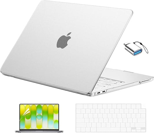 EooCoo for MacBook Neo Case 13 inch 2026 Model A3404 with A18 Pro Chip, Scratch Resistant Protective Hard Shell Case & Keyboard Cover & Screen Film & Type C, Original Matte Clear