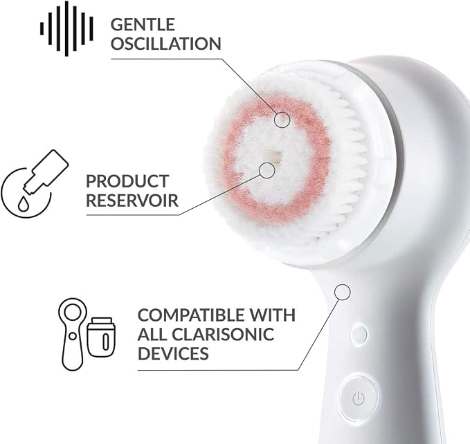 Microtree Electric Facial Cleansing Brush and Brush Head Replacement, Sonic Vibrating Rechargeable Face Scrubber Exfoliator, 2 Speeds for Gentle Clean