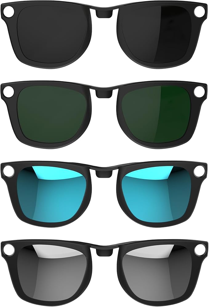 HiBloks 4Pcs Polarized Clip for Ray-Ban Meta Wayfarer & Gen 2 (RW4006/RW4012 Standard 50-22), Matte Black Frame Discoloration Clip-on Set for Rayban Meta Gen 2 Smart Glasses (Black+Green+Silver+Blue)