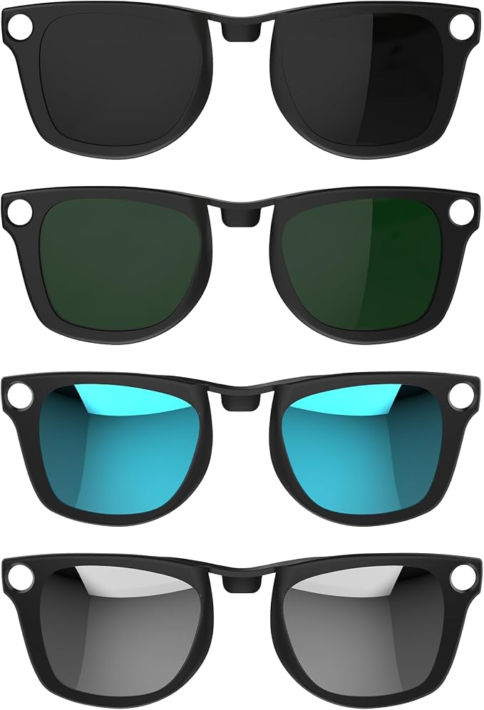 HiBloks 4Pcs Polarized Clip for Ray-Ban Meta Wayfarer & Gen 2 (RW4008/RW4012 Large 53-22), Matte Black Frame Discoloration Clip-on Set for Rayban Meta Gen 2 Smart Glasses (Black+Green+Silver+Blue)