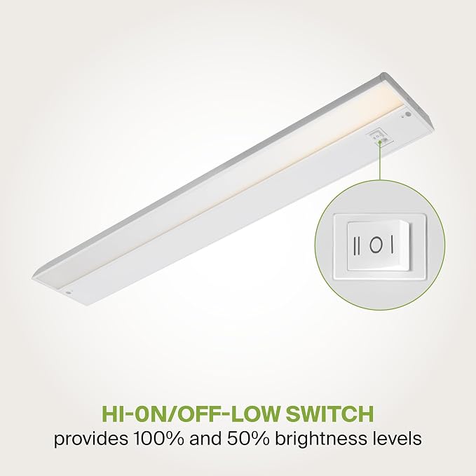 ASD LED Under Cabinet Lighting Plug in or Hardwired 32 Inch, Dimmable Under Cabinet Lights with High/Low/Off Switch, 3CCT 2700K-4000K, Linkable Under Counter Lights for Kitchen, ETL Listed, White