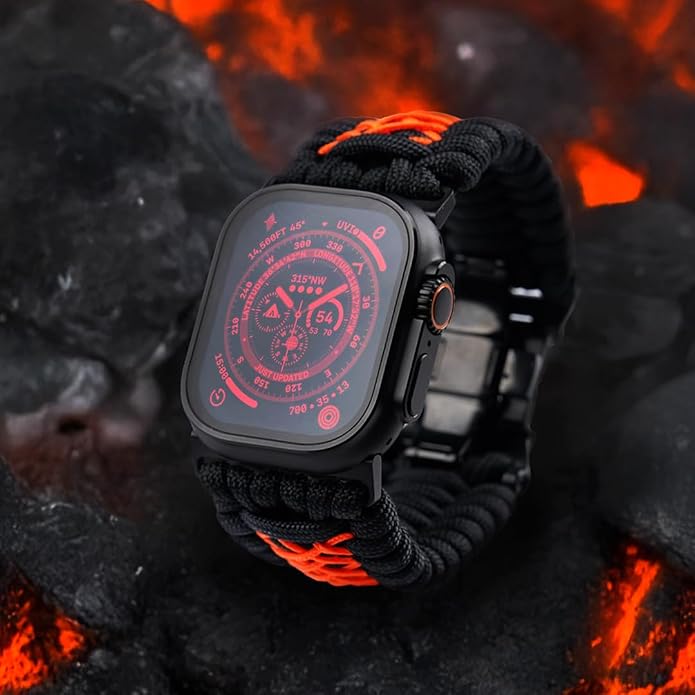 Tefeca Titan Series Paracord Band Compatible with Apple Watch Ultra 2/49mm, Series 10/46mm, 9/8/7/45mm, SE2/SE/6/5/4/44mm, and 3/2/1/42mm