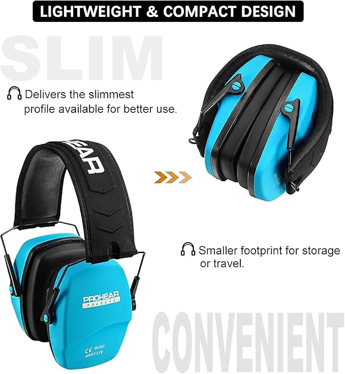 PROHEAR Ear Protection Safety Earmuffs for Shooting Noise Reduction Slim Hearing Protector