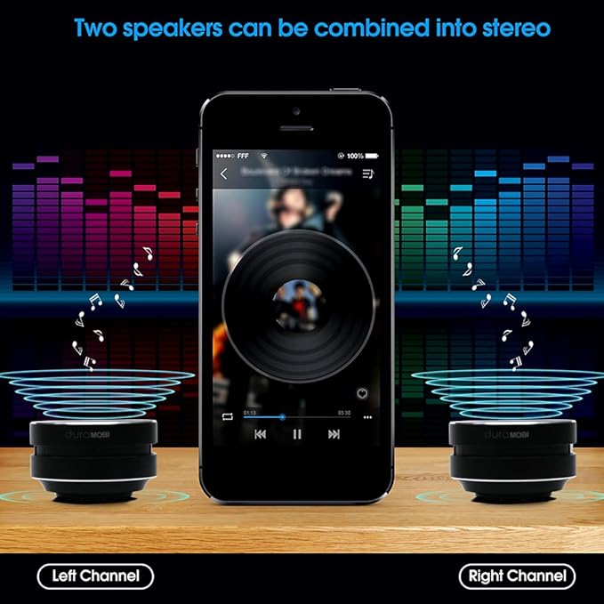 Docooler Upgraded Wireless BT Mini Speaker Bone Conduction Wireless, Stereo Bass Sound Creative Portable Speaker Mini Size Music Player Built-in Mic Sound Box for Home,Outdoor,Travel（1 Pack/2 Packs）