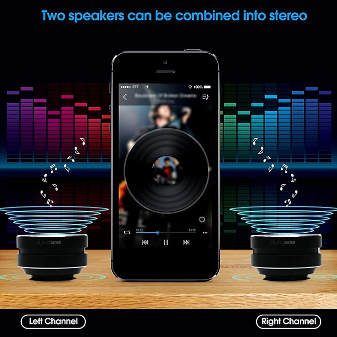 Docooler Upgraded Wireless BT Mini Speaker Bone Conduction Wireless, Stereo Bass Sound Creative Portable Speaker Mini Size Music Player Built-in Mic Sound Box for Home,Outdoor,Travel（1 Pack/2 Packs）