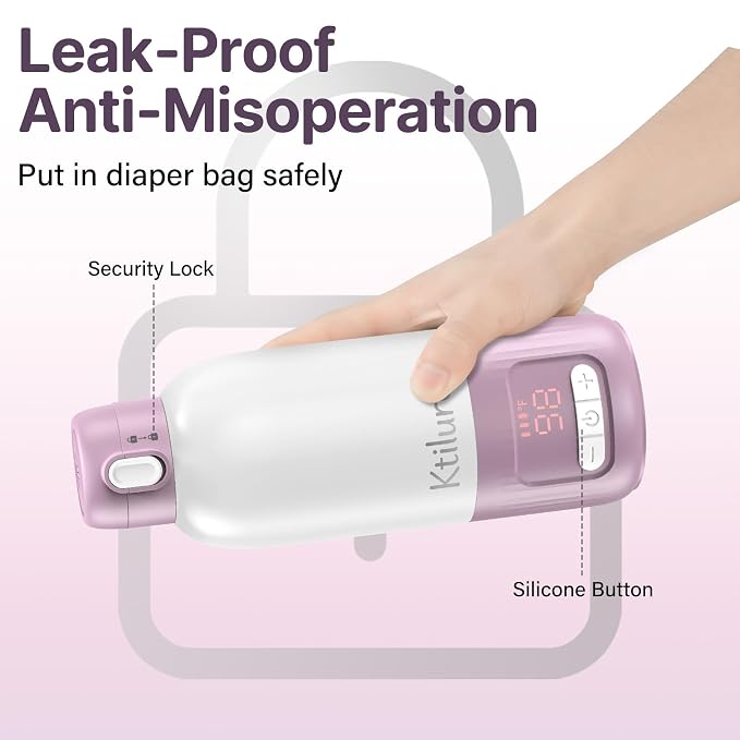 Portable Bottle Warmer for Travel,17 Oz Milk Warmer for Breast Milk/Formula/Water,2 Mins Fast Heating, Built-in Sterilizer, Fast Charge, 8-Temp Control, Precise Temp Control (98°F-212°F)