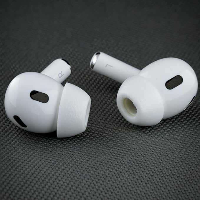 Comply TrueGrip MAX | Premium Memory Foam Replacement Earbud Tips for Apple AirPods Pro 1 & 2 | Long Lasting Comfort, Extreme Durability, Secure Fit, Superior Noise Isolation| White (Medium) (1 Pair)