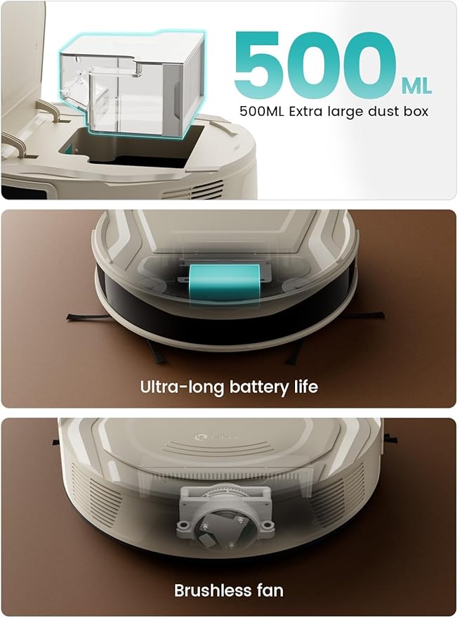 Lefant Robot Vacuum Cleaner M210 Pro,Slim,Quiet,2200Pa Suction,120 Min Self-Charging Robotic Vacuums, Freemove 3.0,WiFi/APP/Alexa,6 Cleaning Modes Ideal for Hard Floors Pet Hair Low Carpet,Champagne