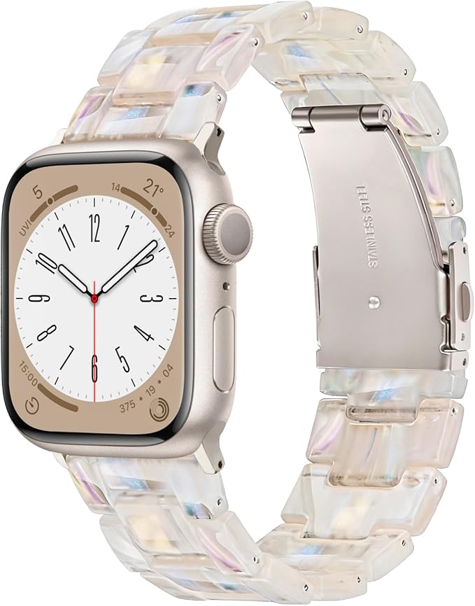 V-MORO Resin Bands Compatible with Apple Watch Series 11/10/9/8/7 Starlight Buckle Lightweight Fashion Jewelry Watch Strap Compatible iwatch Series SE/6/5/4/3/2/1(Aurora,42mm/41mm/40mm/38mm)
