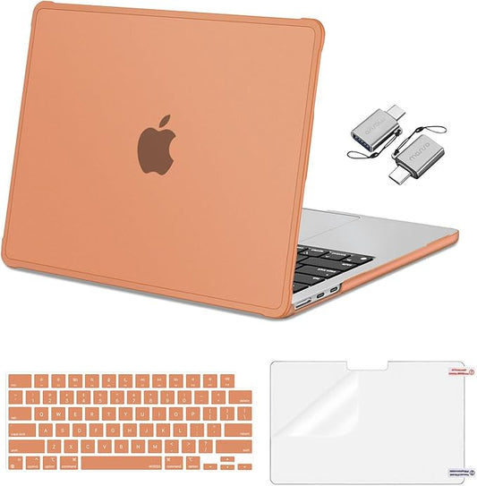 MOSISO Compatible with MacBook Air 13 inch Case M5 M4 M3 M2 2026-2022 A3449 A3240 A3113 A2681,Protective Hard Case&Keyboard Skin&Screen Film&Type C with TPU Bumper for MacBook Air 13.6, Cosmic Orange