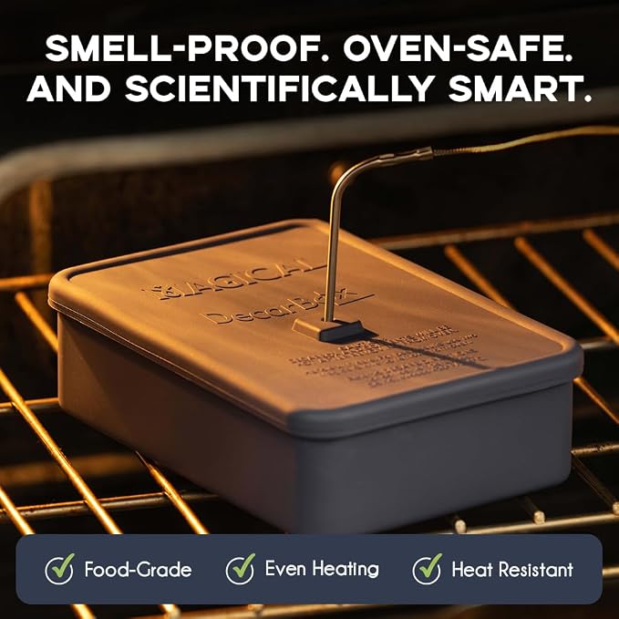 Magical Butter DecarBox Thermometer Combo Pack – Food-Grade Silicone Oven-Safe, Smell-Proof, Heat-Resistant Container for Baking, Infusing, Flavor Locking & Precise Cooking
