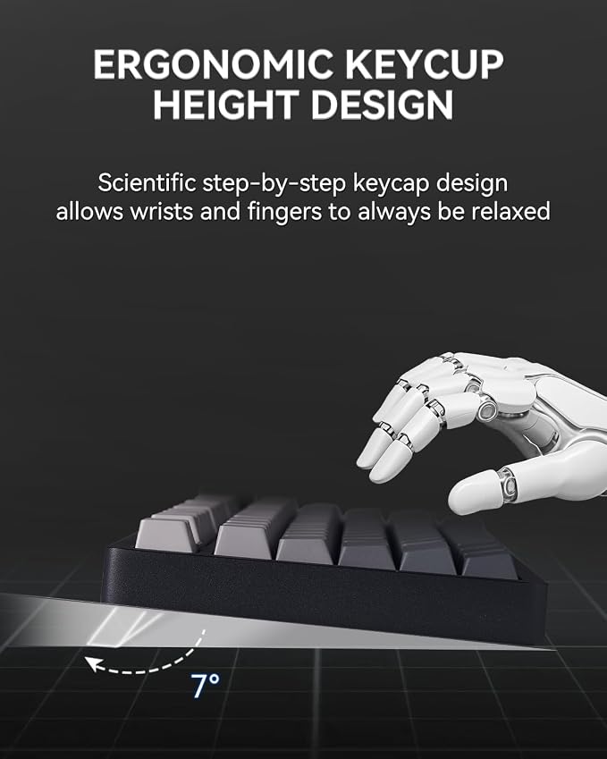 LEOBOG HI75C Pro Mechanical Keyboard,Aluminum Alloy Gaming Keyboard 75% Hot Swappable with Five-Layer Knob, Bluetooth/2.4GHz/USB-C Wireless Keyboards for Windows/MAC/iOS/Android - Reaper Switch, Grey