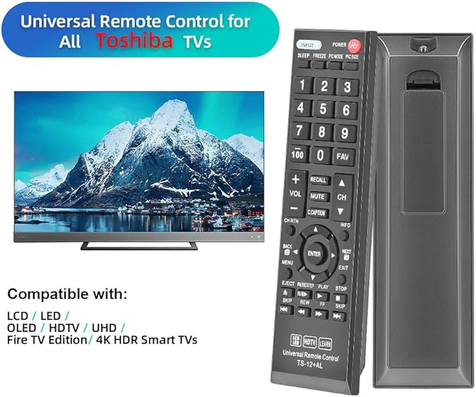 Gvirtue Universal Remote Control Compatible Replacement for Toshiba TV/ HDTV/ LCD/ LED, CT-90325 CT-90326 CT-90329 CT-8037 CT-90302 CT-90275 CT-90 CT-90366