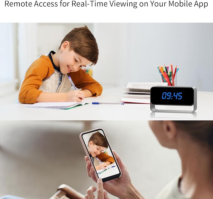 HiSpyCam Mini Wireless Security Camera with Clock Display - Full HD 1080P - WiFi Nanny Cam for Home Use - Strong Night Vision - Cloud/Local Storage