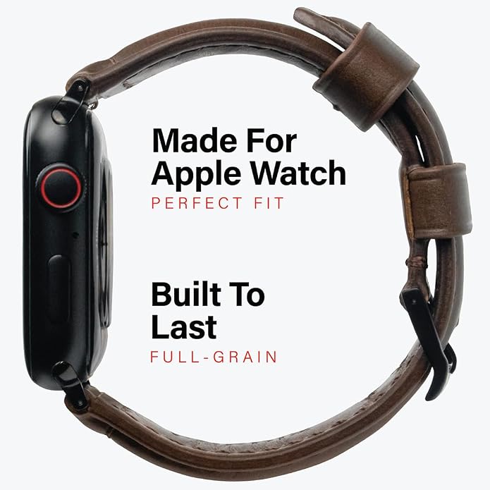 KORDIZ Traditional Leather Band for Apple Watch ULTRA 3, ULTRA 2/1 & Series 11, 10, 9, 8, 7-1, SE3, SE2, SE - Genuine Full Grain Leather Wristband - Men Women Replacement Band for iWatch Apple Watch [ 49mm 46mm 45mm 44mm ]