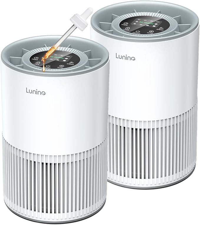 2 Pack Air Purifiers for Home Large Room up to 1200ft², LUNINO Air Purifier for Bedroom with H13 HEPA Washable Filter, Aromatherapy, Air Quality Sensor, Sleep Mode for Smoke, Dust, Pet Dander, Odor