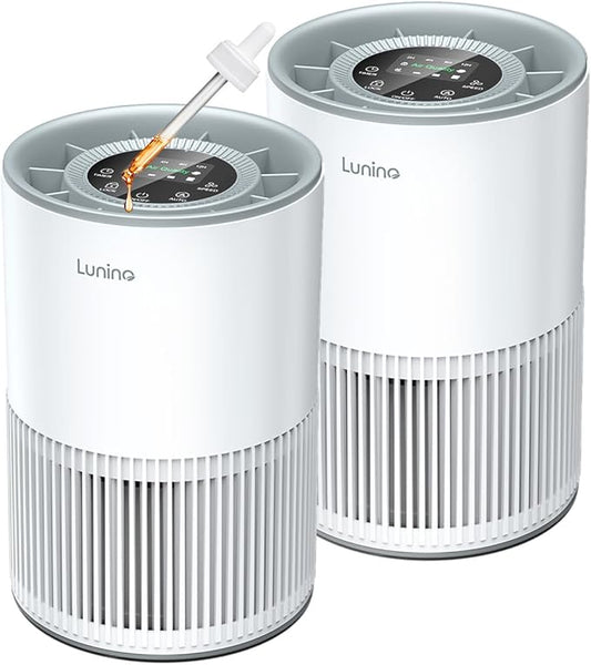 2 Pack Air Purifiers for Home Large Room up to 1200ft², LUNINO Air Purifier for Bedroom with H13 HEPA Washable Filter, Aromatherapy, Air Quality Sensor, Sleep Mode for Smoke, Dust, Pet Dander, Odor