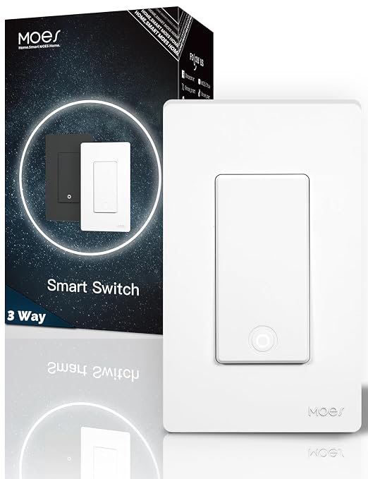 MOES Zigbee 3 Way Light Switch, 1 Gang Smart Wall Switches Single Pole, Require Neutral Wire, Support Remote Control, Compatible with Alexa/Google Assistant