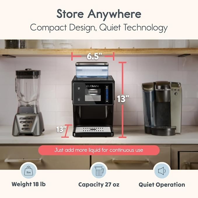 Shaved Ice Machine, Culvani Snowlux Snow Cone Maker — No Ice Cubes Needed, 8 Speeds, Self-Cleaning, 44 lbs/Day Stainless Steel Roller, Countertop Frozen Drink & Slushy Maker, Bingsu Machine for Home