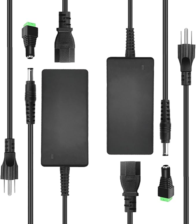 2 Pack HZHFCB 24V 6A 144W Power Supply Adapter AC Power Adapter Supply AC/DC Adapter 100V~240V AC to DC Converter for 5050 3528 LED Strip Light 3D Printer CCTV Camera LCD Monitor