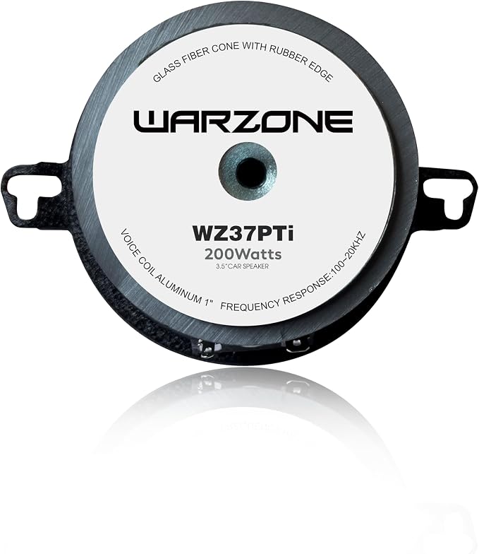 Warzone 2X WZ37PTi 3.5-Inch Super Mid Range Speaker Pair, 4 Ohm, 200W Max, 60W RMS Max, 90dB Sensitivity, Ferrite Magnet, Glass Fiber Cone with Rubber Edge for Pro Car Audio