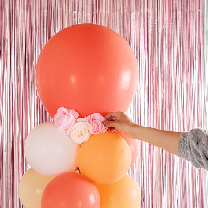 Restaurantware-Balloonify Balloon Garland Set, 1 Party Decoration Kit - 89 Balloons, With Chain, Coral, Pink, & Yellow Latex Balloon Arch Kit, With Glue Dots, Ribbon & Flowers