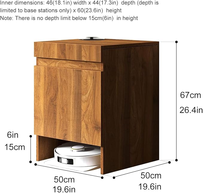 Robot Vacuum Stand Cabinet,Storage Cabinet with Doors for Robot Vacuum Cleaner,End Side Table for Home Office,Wood Freestanding Rack for Living Room Home Office Kitchen(Gray)