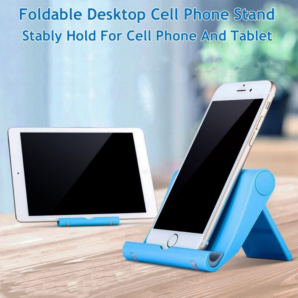 Adjustable Foldable Cell Phone Stand for Desk, Compatible with Most Devices, 1.5 Ounces, Blue