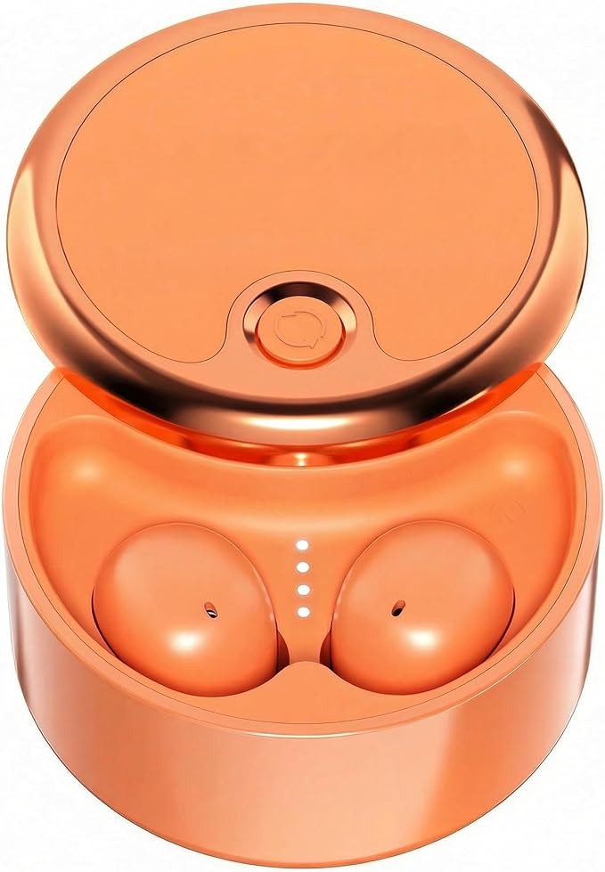 Wireless Sleep Earbuds for Side Sleepers, Noise-Reduction in-Ear Headphones with Deep Bass, Miniature Invisible Buds for Small Canals, Stay-in Design for Mobile Devices (Sunbeam Orange)