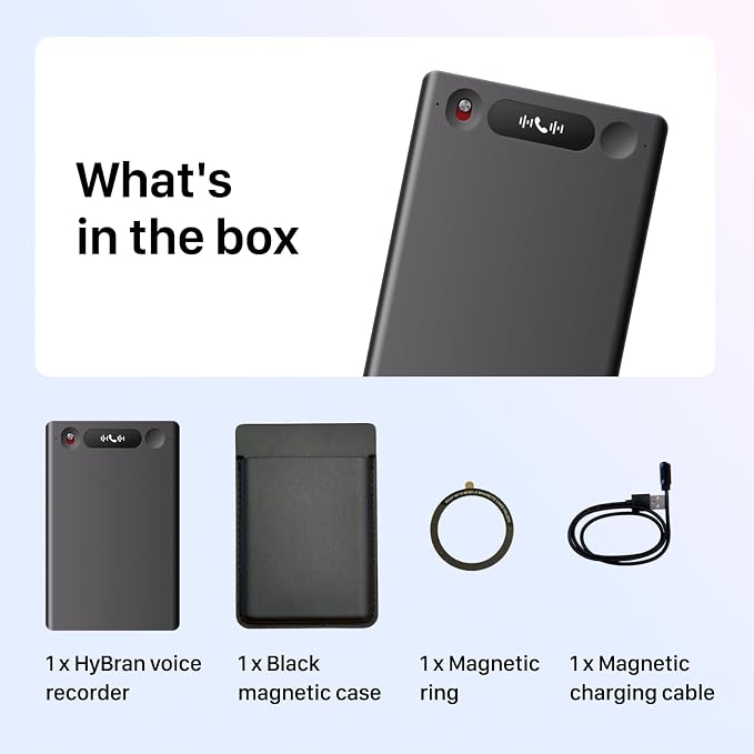 AI Voice Recorder for Phone Calls, Meetings & Lectures | Smart AI Note-Taking Device with Dedicated App for Transcription, Summary & Notes | Magnetic Case, 32GB (Up to 2000 Hours) | PDF Summary
