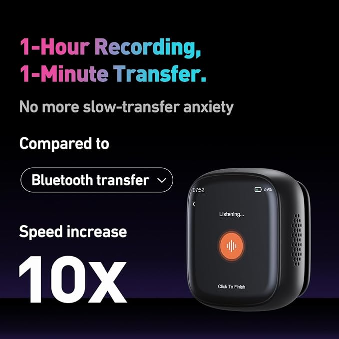 AI Language Translator Device Support 102 Languages Voice Instant Two-Way Translation Voice Recorder Wearable AI Chat Companion Bluetooth 6.0 25-Hour Battery Life&21-Day Standby for Travel Business