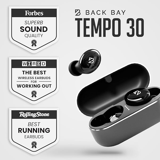 Back Bay Audio Wireless Earbuds for Small Ears, Award-Winning Sound w/Bass Mode, Durable Sweatproof Bluetooth Earbuds, Comfortable for All Ears