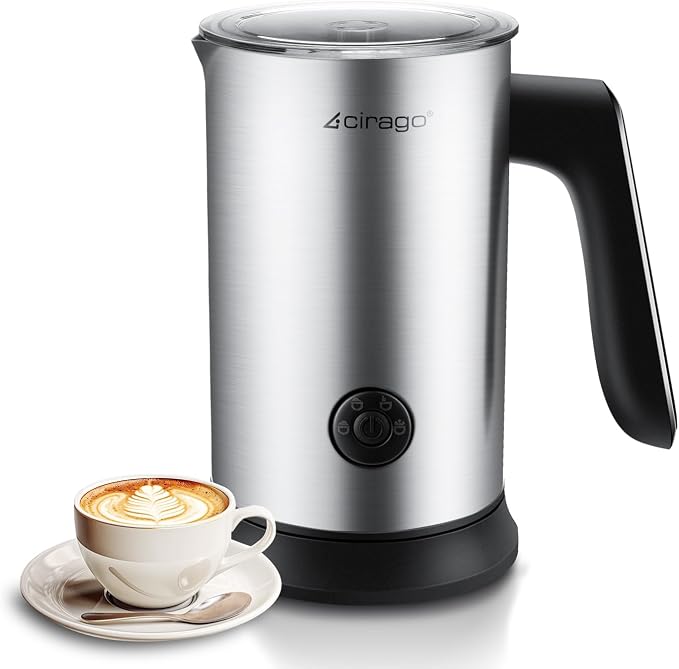 CIRAGO Milk Frother 4 in 1 Electric Milk Steamer Automatic Hot & Cold Foam Maker and Milk Warmer for Latte, Cappuccinos, Macchiato, Hot Chocolate Milk