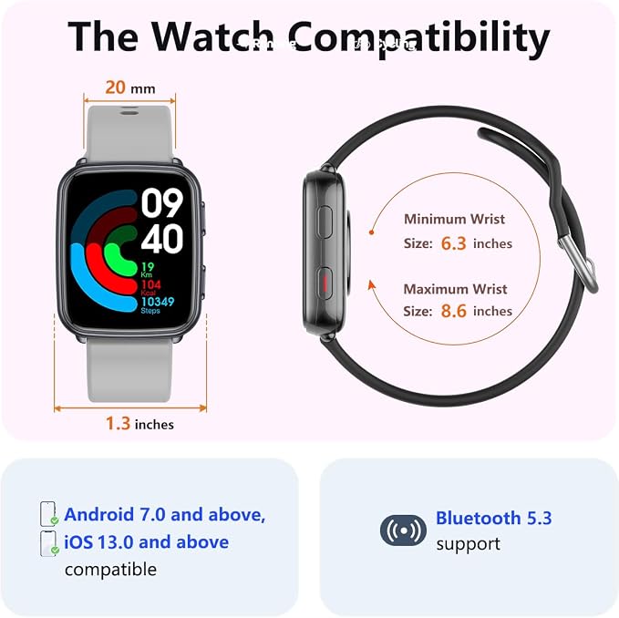 MorePro Fitness Tracker with 24/7 Heart Rate & Blood Pressure Monitor, Blood Oxygen & Sleep Tracker, Smart Watch with Step Calorie Counter, IP68 Waterproof Activity Tracker for Women Men Android iOS