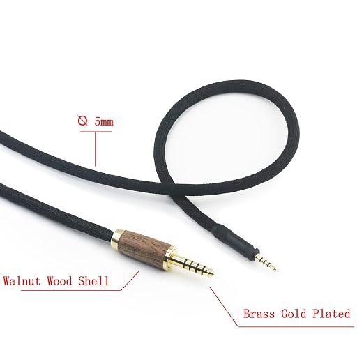 NewFantasia 4.4mm Balanced Male 6N OCC Copper Silver Plated Cord 4.4mm Balanced Cable Compatible with Sennheiser HD598 HD598 SE, HD560s HD598 Cs, HD598 SR, HD599 HD620S Headphone Walnut Wood Shell