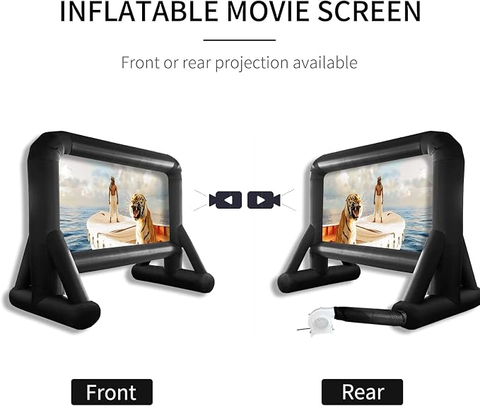 14 FT Inflatable Movie Screen Outdoor Projector Screen for Outside Backyard Movie Night Easy Setup Mega Blow Up Screen, Great for Barbecue Pool Party Outdoor Drive-in Theater - Front/Rear Projection