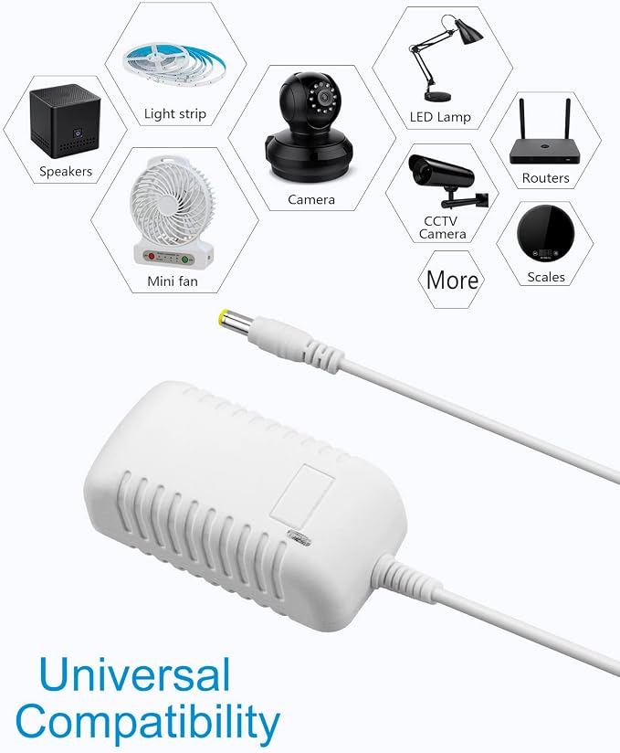 ALITOVE 24V 1A Power Supply 100~240V AC to DC 24 Volt 1 Amp 24W Converter 24 vdc 1000mA 800mA 600mA 400mA 200mA AC Adapter with 5.5mm x 2.5mm 2.1mm Plug for LED Strip Light CCTV Camera DC Pump, White