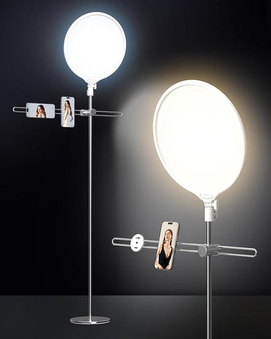 LED Ring Light with Stand 150cm, Professional 6000K Full-Screen Big Ring Lighting with Phone Holder, Selfie Lights for Studio Video Photography, TikTok, YouTube, Live Stream