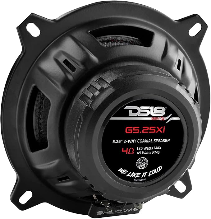 DS18 G5.25Xi GEN-X Car Audio 5.25" 2-Way Coaxial Speakers 135 Watts Max 4-Ohm - 5.25 inches Full Range Speakers with Dome Tweeters - Grill Included - 2 Speakers