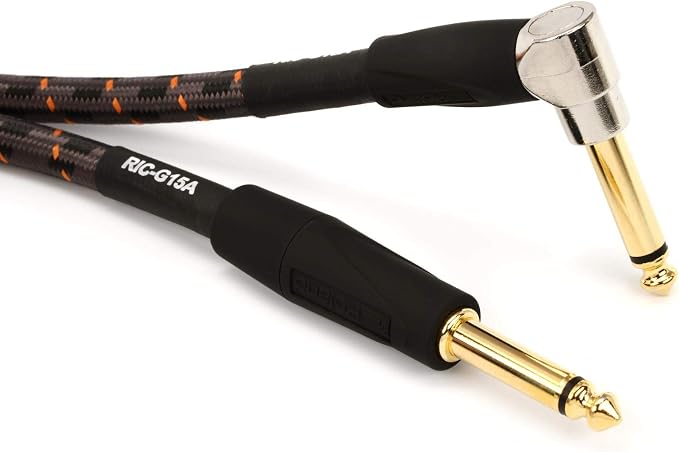 Roland Gold Series Instrument Cable, Angled/Straight 1/4-Inch Jack, 15-Feet