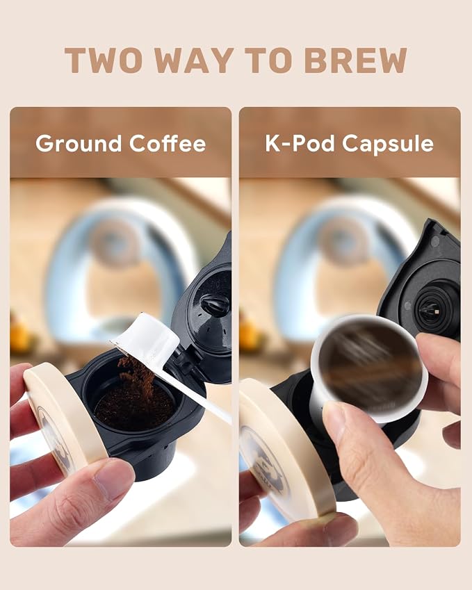 i Cafilas Single Serve Coffee Maker,Fast Heat in 20s,2-in-1 Coffee Machines Compatible with K-Cup Pods&Ground Coffee,Compact Coffee for Small Spaces, Brew in 2 mins,Champagne Coffee maker