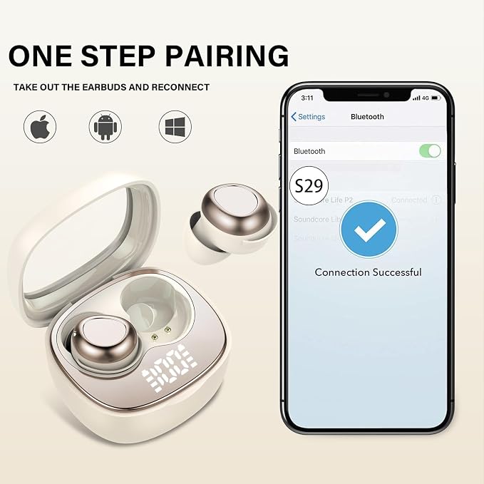 Wireless Earbuds, Hybrid ANC 40dB Noise Cancelling Headphones, 45H Playtime, Bluetooth 5.4, 10mm Drivers with 5 EQ, ENC Dual Mic, IPX7 Waterproof, Transparent Mode, Digital Battery Display White